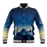 New Zealand Matariki Baseball Jacket Maori Waka With Silver Fern LT05 Unisex Navy - Polynesian Pride