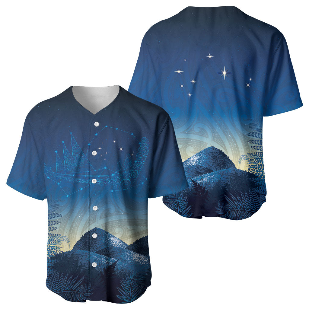 New Zealand Matariki Baseball Jersey Maori Waka With Silver Fern LT05 - Polynesian Pride