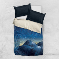 New Zealand Matariki Bedding Set Maori Waka With Silver Fern LT05 US Twin 172cm x 218cm Navy - Polynesian Pride