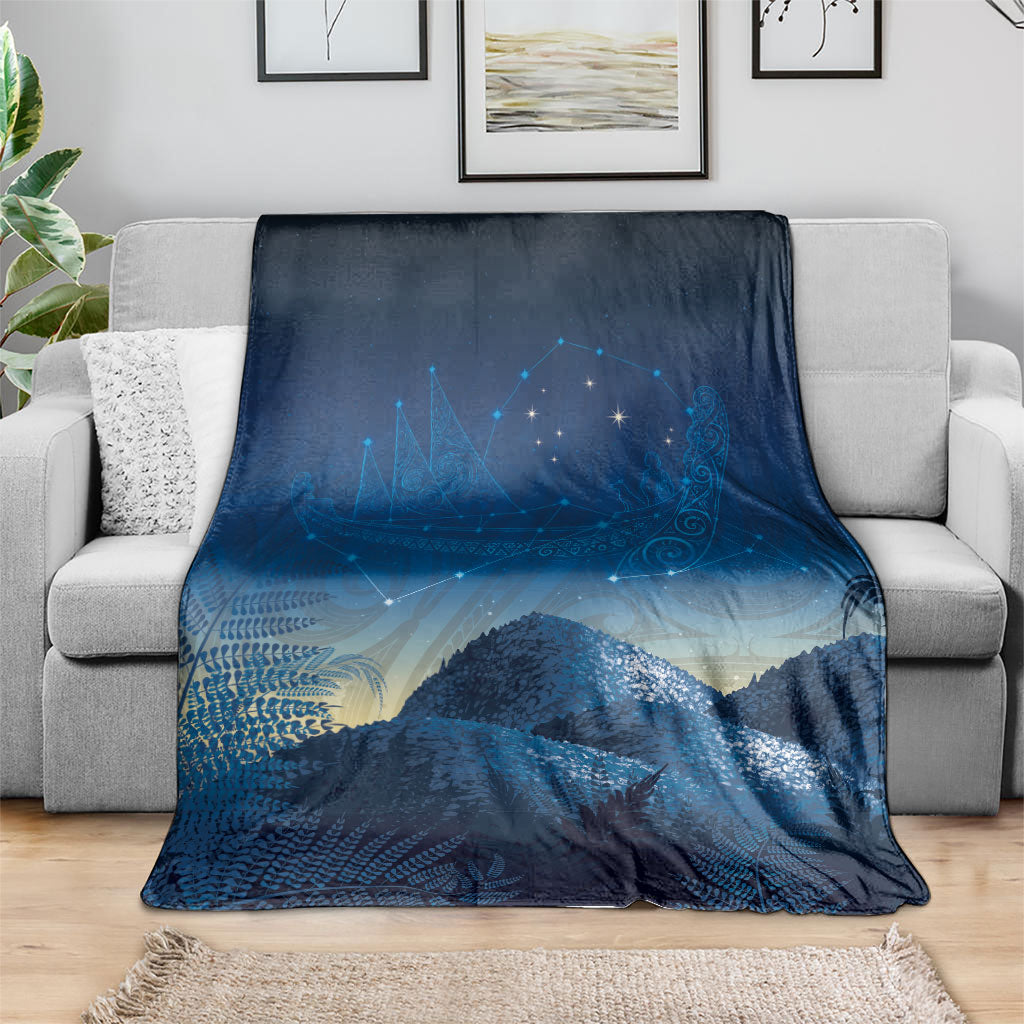 New Zealand Matariki Blanket Maori Waka With Silver Fern LT05 - Polynesian Pride