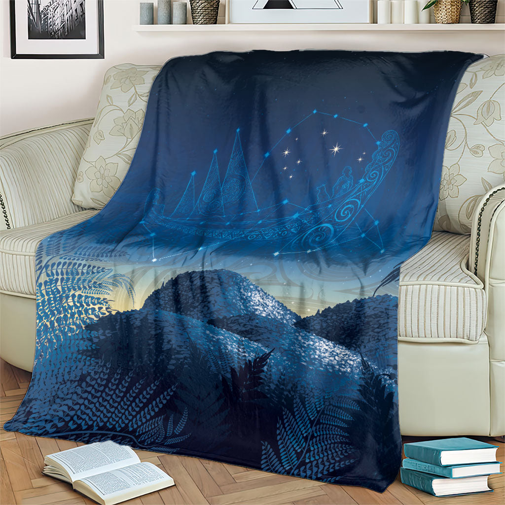 New Zealand Matariki Blanket Maori Waka With Silver Fern LT05 - Polynesian Pride