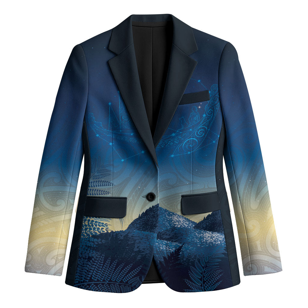 New Zealand Matariki Blazer Maori Waka With Silver Fern LT05 Unisex Navy - Polynesian Pride