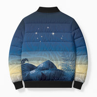 New Zealand Matariki Bomber Puffer Jacket Maori Waka With Silver Fern LT05 - Polynesian Pride