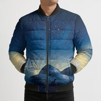 New Zealand Matariki Bomber Puffer Jacket Maori Waka With Silver Fern LT05 - Polynesian Pride