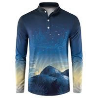 New Zealand Matariki Button Sweatshirt Maori Waka With Silver Fern LT05 Navy - Polynesian Pride