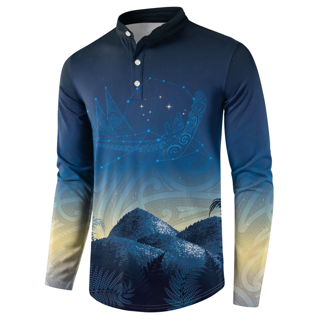 New Zealand Matariki Button Sweatshirt Maori Waka With Silver Fern LT05 - Polynesian Pride