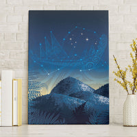 New Zealand Matariki Canvas Wall Art Maori Waka With Silver Fern LT05 Without Frame Navy - Polynesian Pride