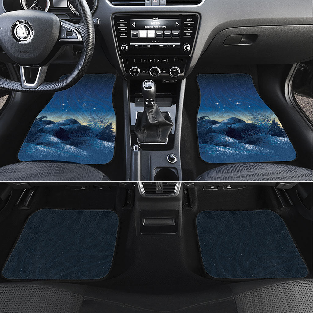 New Zealand Matariki Car Mats Maori Waka With Silver Fern LT05 Set 4pcs Navy - Polynesian Pride