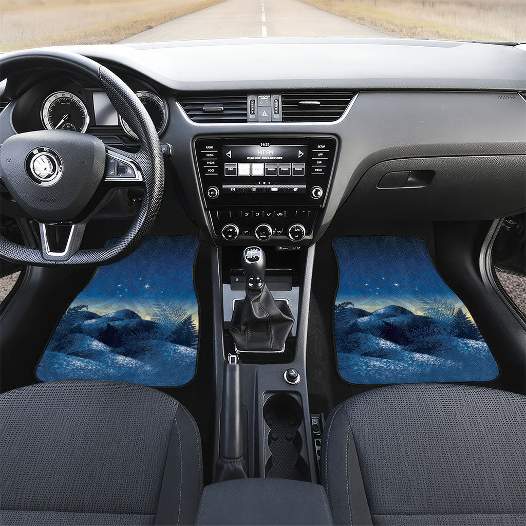 New Zealand Matariki Car Mats Maori Waka With Silver Fern LT05 Set 2pcs - Front Navy - Polynesian Pride
