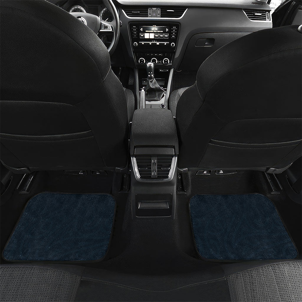 New Zealand Matariki Car Mats Maori Waka With Silver Fern LT05 Set 2pcs - Back Navy - Polynesian Pride