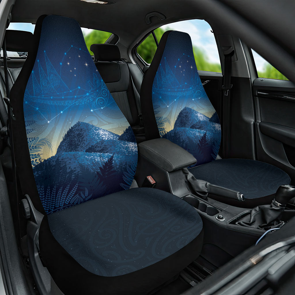 New Zealand Matariki Car Seat Cover Maori Waka With Silver Fern LT05 One Size Navy - Polynesian Pride