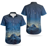 New Zealand Matariki Couples Matching Off Shoulder Maxi Dress and Hawaiian Shirt Maori Waka With Silver Fern LT05 - Polynesian Pride