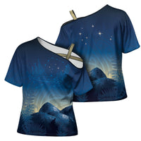New Zealand Matariki Cross Shoulder Shirt Maori Waka With Silver Fern LT05 - Polynesian Pride