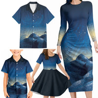 New Zealand Matariki Family Matching Long Sleeve Bodycon Dress and Hawaiian Shirt Maori Waka With Silver Fern LT05 - Polynesian Pride