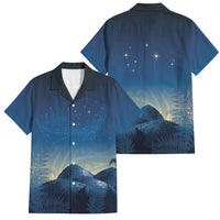 New Zealand Matariki Family Matching Mermaid Dress and Hawaiian Shirt Maori Waka With Silver Fern LT05 Dad's Shirt - Short Sleeve Navy - Polynesian Pride