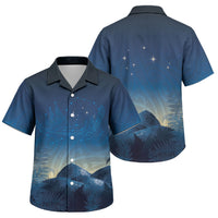 New Zealand Matariki Family Matching Mermaid Dress and Hawaiian Shirt Maori Waka With Silver Fern LT05 Son's Shirt Navy - Polynesian Pride
