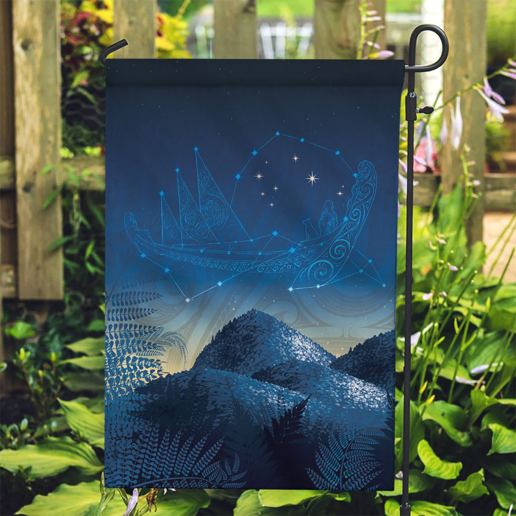New Zealand Matariki Garden Flag Maori Waka With Silver Fern LT05 Garden Flag Navy - Polynesian Pride