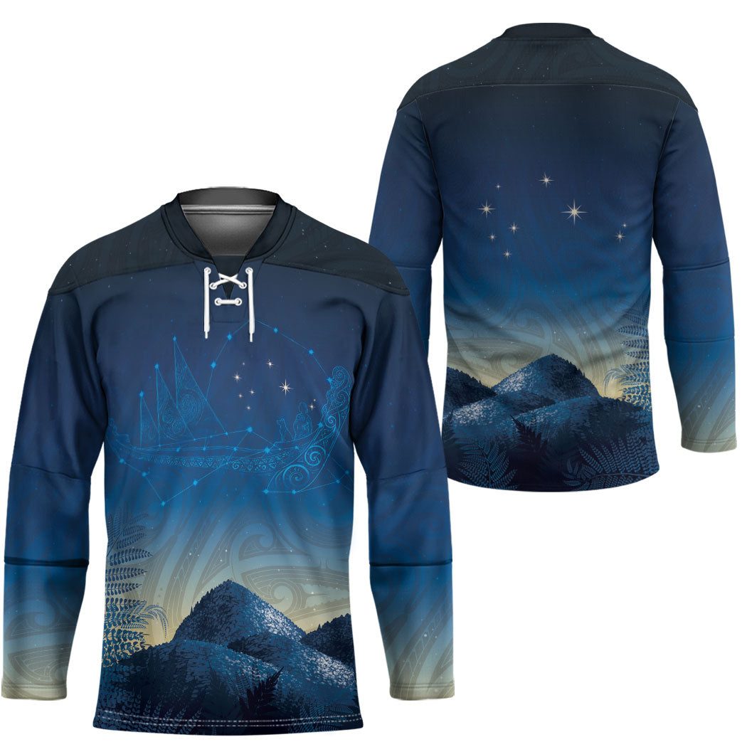 New Zealand Matariki Hockey Jersey Maori Waka With Silver Fern LT05 - Polynesian Pride