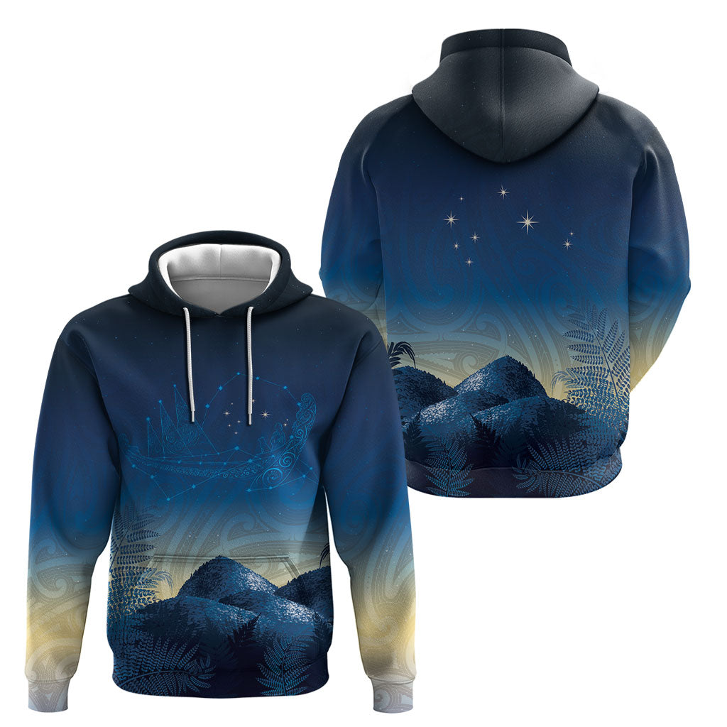 New Zealand Matariki Hoodie Maori Waka With Silver Fern LT05 - Polynesian Pride