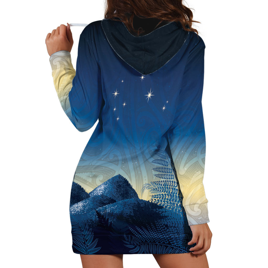 New Zealand Matariki Hoodie Dress Maori Waka With Silver Fern LT05 - Polynesian Pride