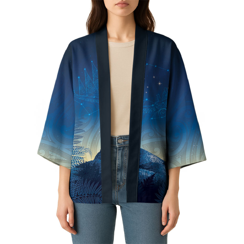 New Zealand Matariki Kimono Maori Waka With Silver Fern LT05 - Polynesian Pride
