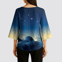 New Zealand Matariki Kimono Sleeve Blouse Maori Waka With Silver Fern LT05 - Polynesian Pride