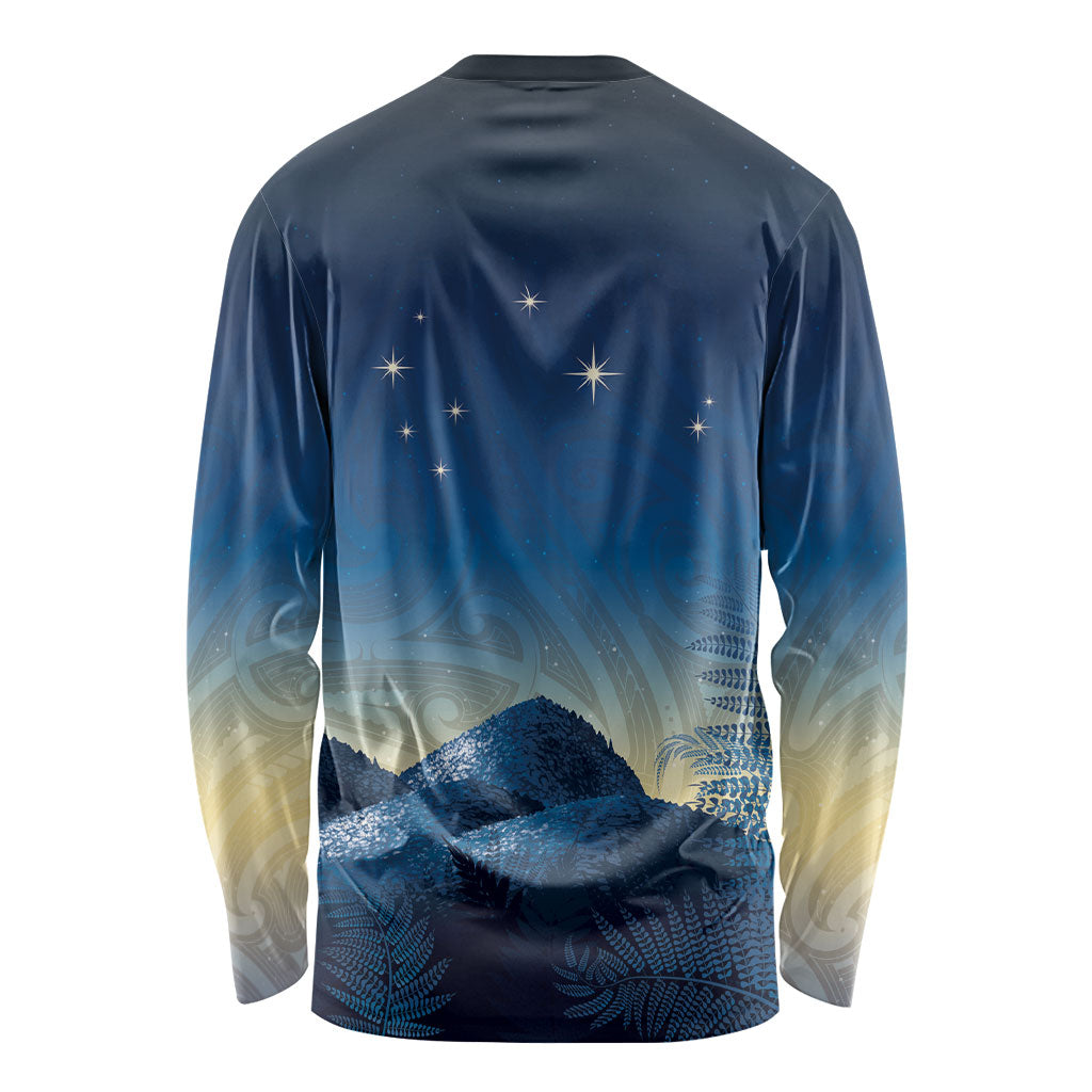 New Zealand Matariki Long Sleeve Shirt Maori Waka With Silver Fern LT05 - Polynesian Pride