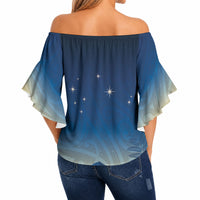 New Zealand Matariki Off Shoulder Wrap Waist Top Maori Waka With Silver Fern LT05 - Polynesian Pride