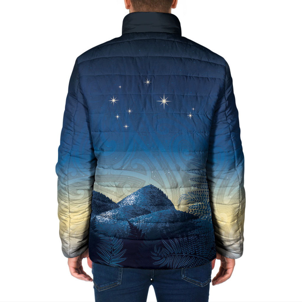 New Zealand Matariki Padded Jacket Maori Waka With Silver Fern LT05 - Polynesian Pride