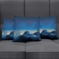 New Zealand Matariki Pillow Cover Maori Waka With Silver Fern LT05 - Polynesian Pride