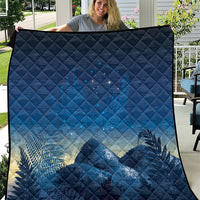 New Zealand Matariki Quilt Maori Waka With Silver Fern LT05 Navy - Polynesian Pride
