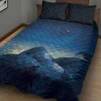 New Zealand Matariki Quilt Bed Set Maori Waka With Silver Fern LT05 - Polynesian Pride