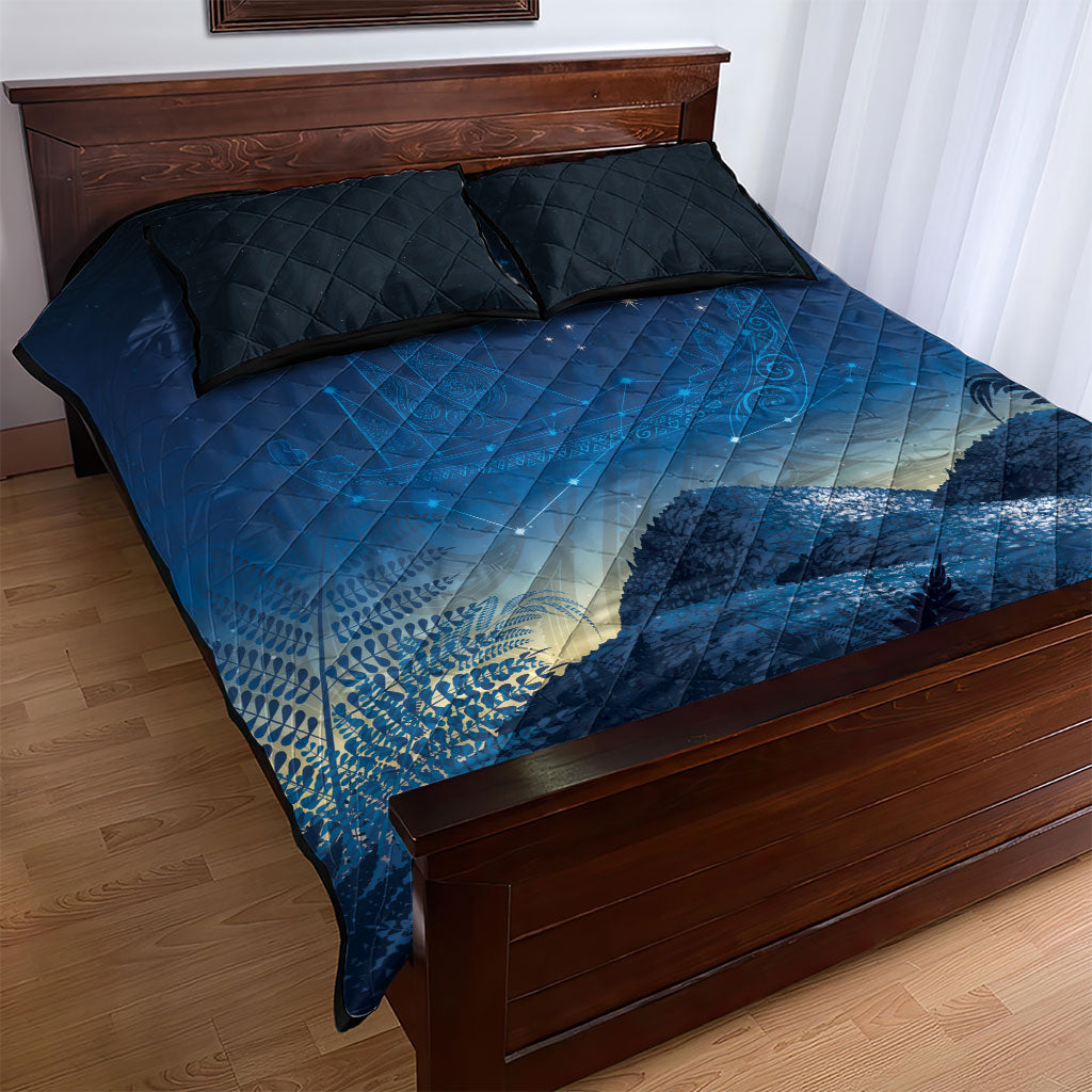New Zealand Matariki Quilt Bed Set Maori Waka With Silver Fern LT05 - Polynesian Pride