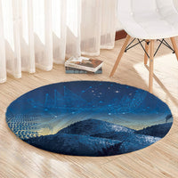 New Zealand Matariki Round Carpet Maori Waka With Silver Fern LT05 - Polynesian Pride