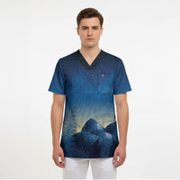 New Zealand Matariki Scrub Top Maori Waka With Silver Fern LT05 - Polynesian Pride