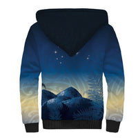 New Zealand Matariki Sherpa Hoodie Maori Waka With Silver Fern LT05 - Polynesian Pride