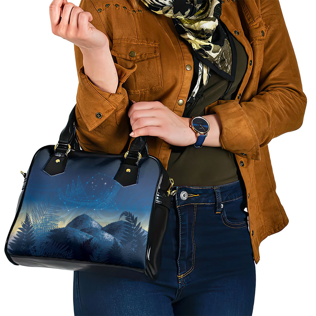 New Zealand Matariki Shoulder Handbag Maori Waka With Silver Fern LT05 - Polynesian Pride