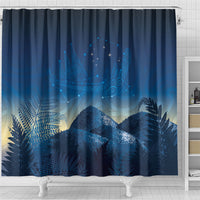 New Zealand Matariki Shower Curtain Maori Waka With Silver Fern LT05 - Polynesian Pride
