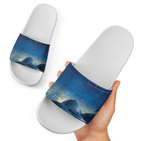 New Zealand Matariki Slide Sandals Maori Waka With Silver Fern LT05 - Polynesian Pride