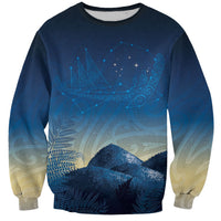 New Zealand Matariki Sweatshirt Maori Waka With Silver Fern LT05 Unisex Navy - Polynesian Pride