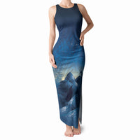 New Zealand Matariki Tank Maxi Dress Maori Waka With Silver Fern LT05 Women Navy - Polynesian Pride