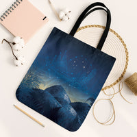 New Zealand Matariki Tote Bag Maori Waka With Silver Fern LT05 Black Strap One Size Navy - Polynesian Pride