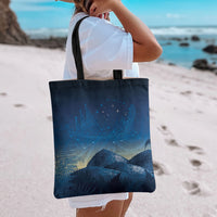 New Zealand Matariki Tote Bag Maori Waka With Silver Fern LT05 - Polynesian Pride