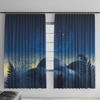 New Zealand Matariki Window Curtain Maori Waka With Silver Fern LT05 With Hooks Navy - Polynesian Pride