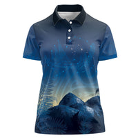 New Zealand Matariki Women Polo Shirt Maori Waka With Silver Fern LT05 Female Navy - Polynesian Pride