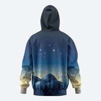 New Zealand Matariki Zip Hoodie Maori Waka With Silver Fern LT05 - Polynesian Pride