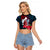 Guam Raglan Cropped T Shirt Latte Stone Mix Bougainvillea Polynesian Pattern LT05 Female Blue - Polynesian Pride