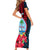 Guam Short Sleeve Bodycon Dress Latte Stone Mix Bougainvillea Polynesian Pattern LT05 - Polynesian Pride