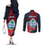 Personalized Guam Couples Matching Off The Shoulder Long Sleeve Dress and Long Sleeve Button Shirts Latte Stone Mix Bougainvillea Polynesian Pattern LT05 - Polynesian Pride