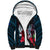 Personalized Guam Sherpa Hoodie Latte Stone Mix Bougainvillea Polynesian Pattern LT05 Unisex Blue - Polynesian Pride